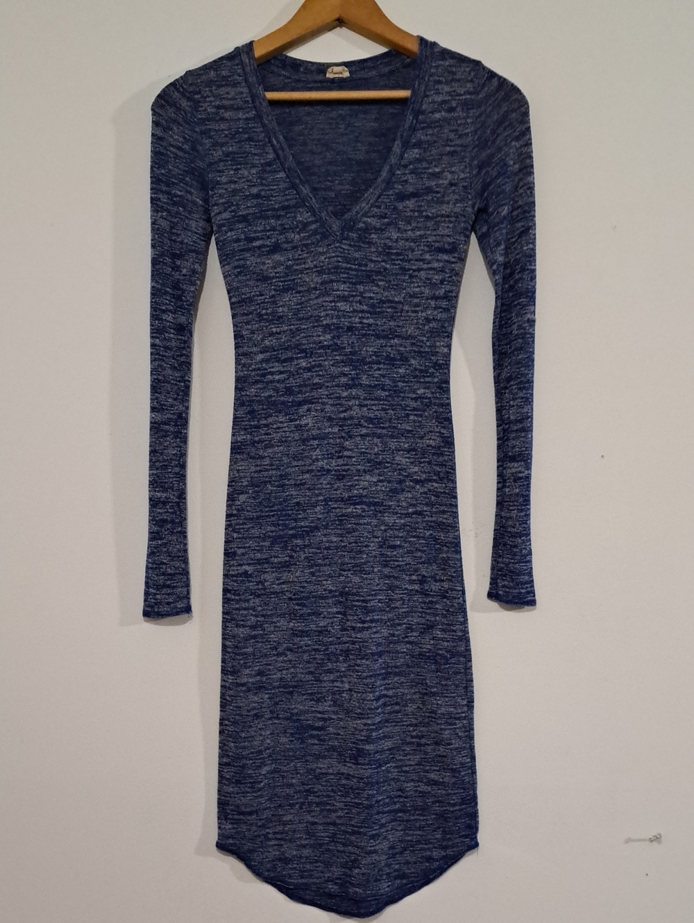 Wilfred Heathered Blue V-Neck Long Sleeve Dress